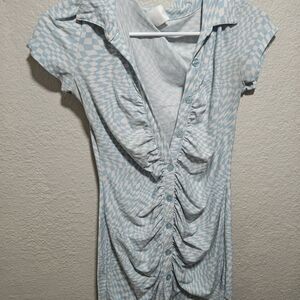 No Boundaries Blue and White Plaid Dress